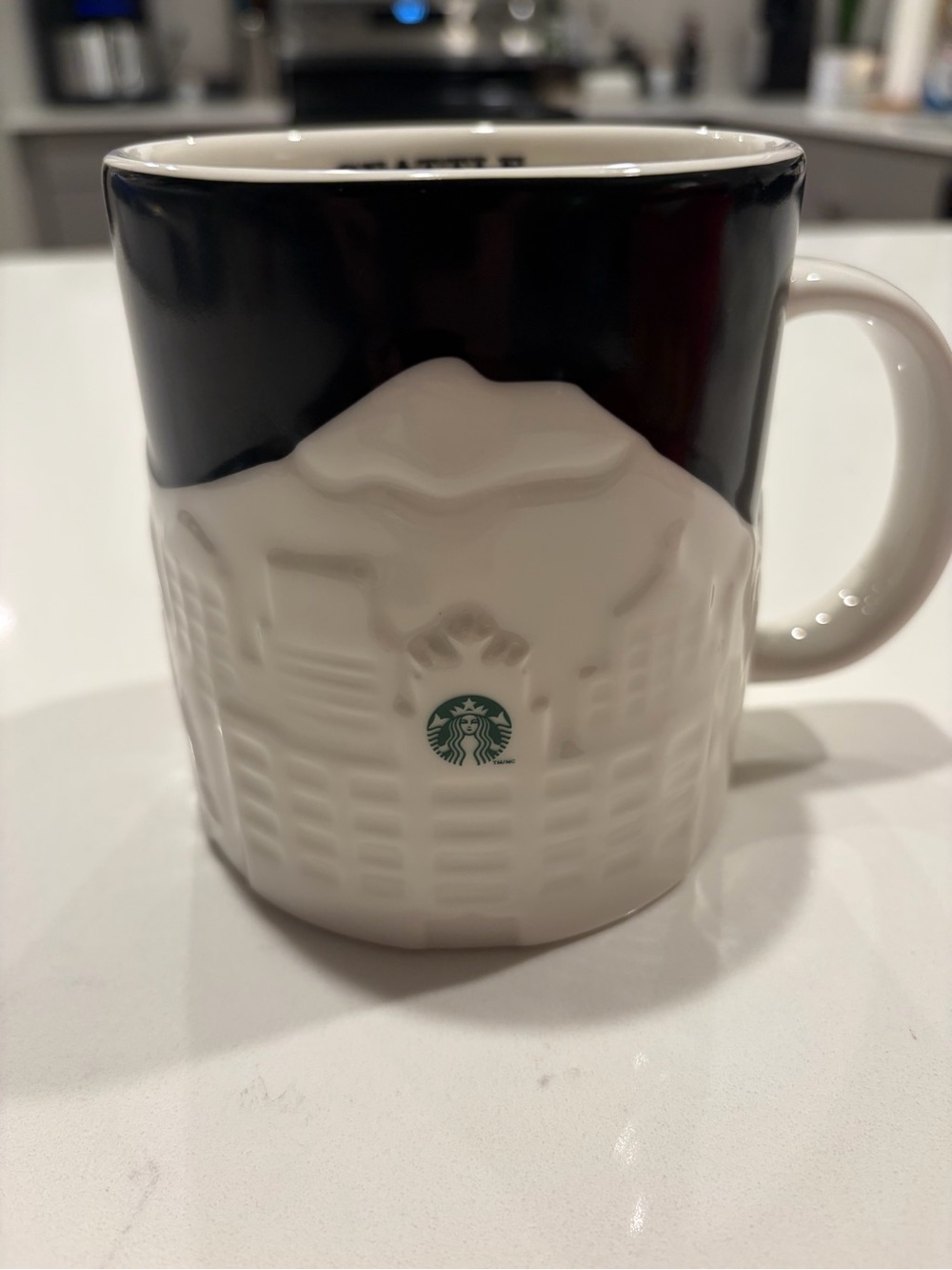 Starbucks Seattle Black and White Ceramic City Relief Mug